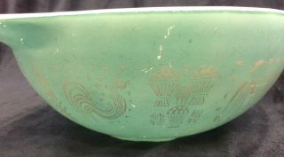 Vintage Pyrex Turquoise 4 Quart Mixing Bowl 444 Rooster Amish Butterprint USA 4