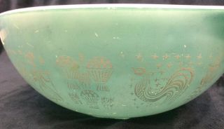 Vintage Pyrex Turquoise 4 Quart Mixing Bowl 444 Rooster Amish Butterprint USA 5