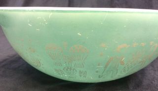 Vintage Pyrex Turquoise 4 Quart Mixing Bowl 444 Rooster Amish Butterprint USA 6