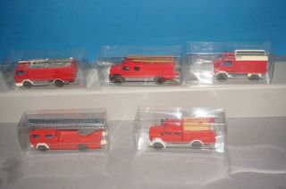 5 Vintage Wiking Fire Trucks Germany/Plastic 1/87 (us2) 2