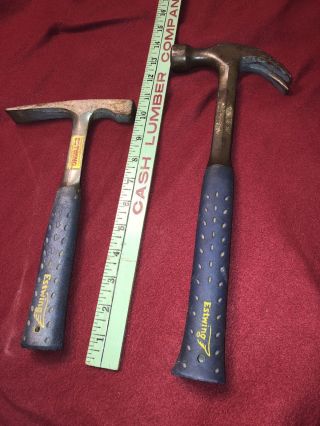 2 Vintage Estwing Hammer Nylon Evergrip Handles Engineer Brick Tool