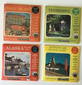 4 Vintage View Master Packets - S3 S4 1950 