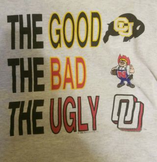 Vintage 1992 University Of Colorado Buffaloes Shirt Xl 90s Big 8 Good Bad Ugly