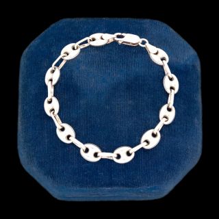 Vintage Designer Sterling Silver Italian Mariner Anchor Puffy Chain Bracelet