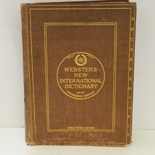 Vintage 1931 Websters International Dictionary With Reference History