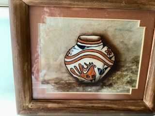 Vintage Art by Armido,  Native American Artist - Of An Acoma Pueblo Chicken On Pot 4