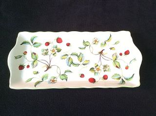 James Kent Staffordshire Strawberry Floral Serving Tray Jewelry Holder Vtg 11 " X5