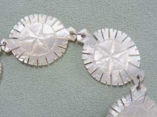 Mother of Pearl Bracelet Vintage Carved MOP Star Design Shell Ladies 3