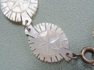 Mother of Pearl Bracelet Vintage Carved MOP Star Design Shell Ladies 4