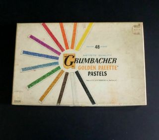 Vintage Grumbacher Golden Palette Pastels Set Of 48 Square Sticks 1 Missing
