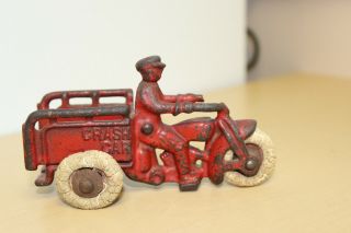 Vintage Hubley Toy Motorcycle Crash Car - Cast Iron