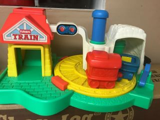 Vintage Playskool Train Station 1990 Push & Go M6041 Activity Toy Bell & Spins