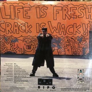 Keith Haring cover art for Bipo ' s Crack Is Wack 12 - inch record,  NYC,  1987 2