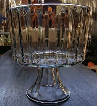 Vintage Ribbed Glass Trifle Dessert Dish Pedestal 8