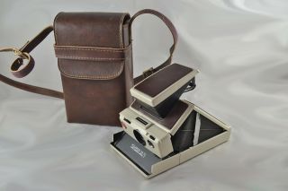 Vintage White & Leather Polaroid Sx - 70 Land Camera Model 2 W/ Case
