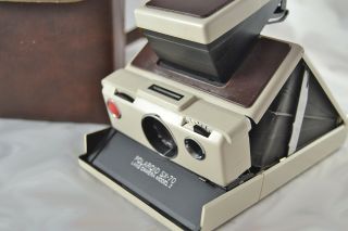 Vintage White & Leather Polaroid SX - 70 Land Camera Model 2 w/ Case 2