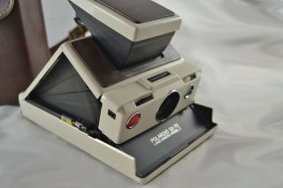Vintage White & Leather Polaroid SX - 70 Land Camera Model 2 w/ Case 3