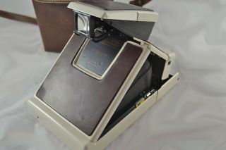 Vintage White & Leather Polaroid SX - 70 Land Camera Model 2 w/ Case 4