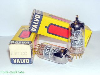 NOS OB 1969 ' s VALVO - PHILIPS E88CC / 6922 Big O Getter Matched Pair tubes 4