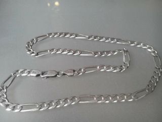 Vintage Sterling Silver Italy Figaro Chain Link Necklace Heavy 14 Grams