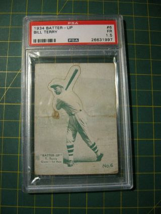 Vintage 1934 Batter - Up Baseball Card Bill Terry Hof No.  6 Psa Fair 1.  5 Nr