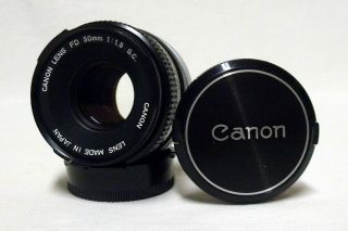 Oem Canon Fd F/1.  8 50mm S.  C.  Prime Lens Slr Film Camera W/original Caps