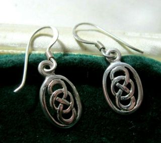 Vintage Jewellery Petite Sterling Silver 925 Celtic Knot Infinity Drop Earrings