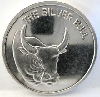 The Silver Bull Old Vintage.  999 Fine Silver 1 Troy Oz Art Round
