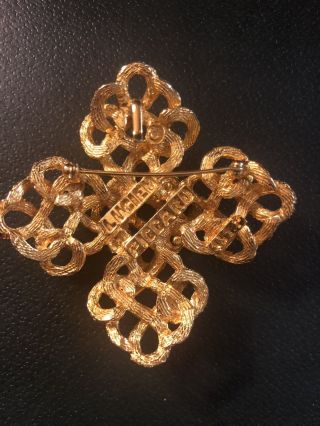 Vintage Lucien Piccard Signed Brooch Pin Pendant Large Maltese Cross Gold Tone