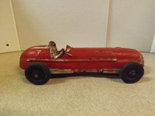 Vintage 10 1/2 " Auburn 7 Indy Red Race Car,  Hard Rubber Car