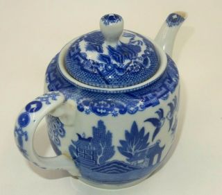 Vintage Blue Willow Porcelain Ceramic Teapot (made In Occupied Japan)