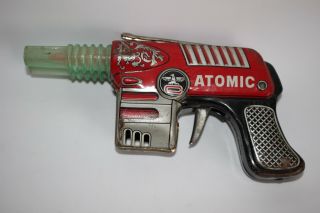 Vtg Tn Nomura Japan Tin Litho Toy Atomic Space Gun
