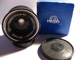 M42 Isco - Göttingen Westron 35mm 1:2.  8 Weitwinkelobjektiv Lens Caps Box
