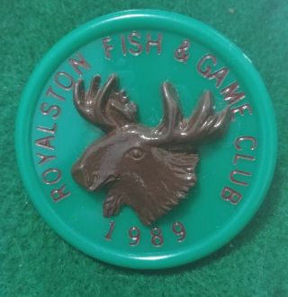 1989 Royalston Fish & Game Club Pin / Pinback,  Massachusetts,