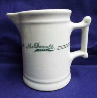 Vintage Mcdowell Hotel Advertising Milk Pitcher Baily - Walker China