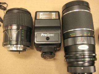 Vintage Minolta X - 370 Camera 35mm Film SLR W/ 2 Lens,  Case,  Flash & Accessory ' s 5