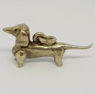 Vintage Sterling Silver Charm Pendant - Dachshund Sausage Dog