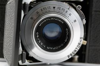 (142) Voigtlander VITO II film camera w/50/3.  5 lens,  case, 7