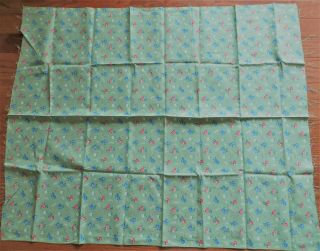 Vintage Feedsack Green Blue Red Floral Feed Sack Quilt Sewing Fabric 2