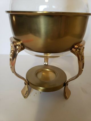 Princess House Brass & Crystal Coffee Tea Pot w/ Warmer Vintage Carafe 447 4
