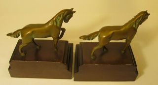 Brass (Copper or Bronze?) Horse Bookends.  Vintage 6