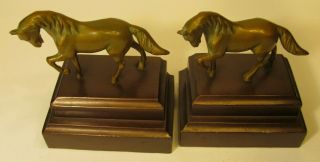 Brass (Copper or Bronze?) Horse Bookends.  Vintage 7
