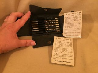 Vintage Cleveland Twist Drill Kit - 7 Bits - Leather Case - Applications Cards