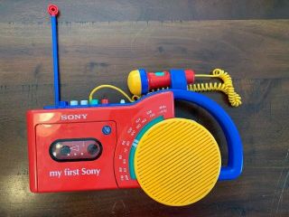 Vintage My First Sony Cassette Player Radio Microphone CFM - 2300 2