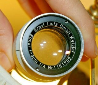 Leica Leitz Elmar 9cm 90mm Screw Mount Lens,  cap,  bubble,  A36 UVa Filter 7
