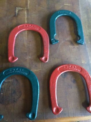 3 Vintage Royal Pitching Horseshoes Made In Usa And 1 Sportcrafts Shoe.