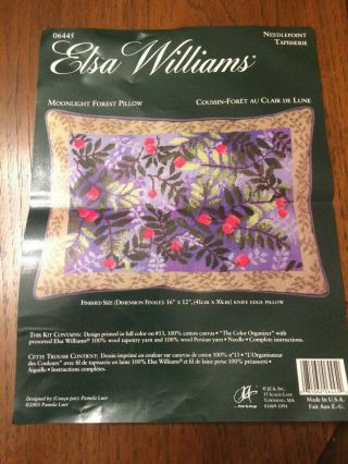 Vintage Elsa Williams Needlepoint Floral Pillow,  Moonlight Forest