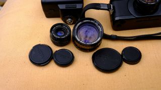 Vintage Pentax Auto 110 Camera,  3 lenses,  Flash 2