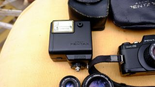 Vintage Pentax Auto 110 Camera,  3 lenses,  Flash 3