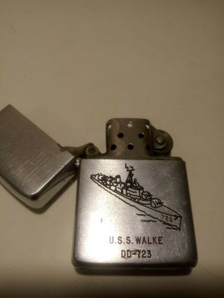 Vintage 1950 - 1957 PAT PENDING 2517191 USN NAVY Zippo lighter U.  S.  S WALKE DD - 723 7